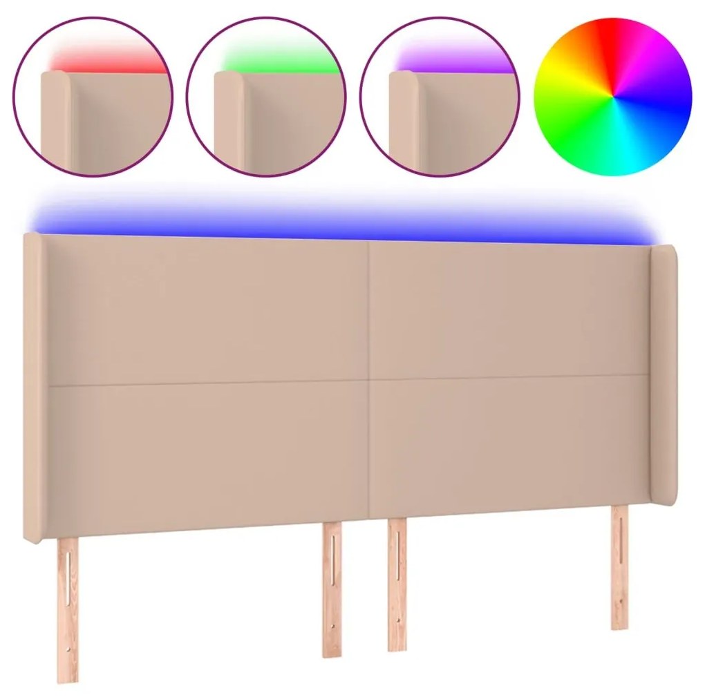 Κεφαλάρι Κρεβατιού LED Καπουτσίνο 163x16x118/128 εκ - Καφέ