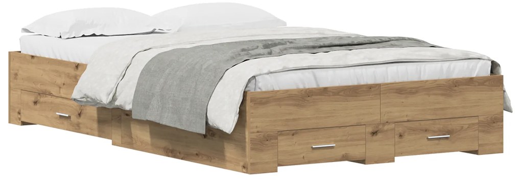 vidaXL Κρεβάτι με Συρτάρια Artisan Oak 120x190 εκ Κατασκευασμένο Ξύλο