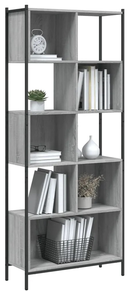 vidaXL Βιβλιοθήκη Γκρι Sonoma 72 x 28 x 172 εκ. από Επεξεργασμένο Ξύλο