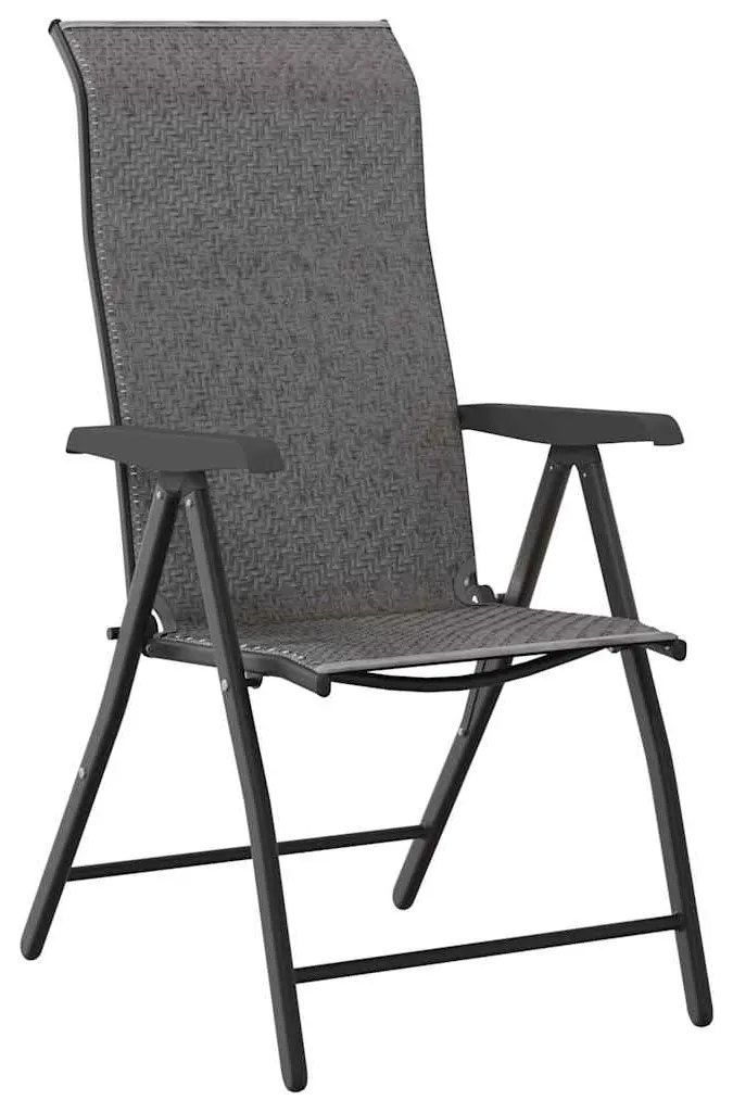 vidaXL Σέτ φαγητού για κήπο Ρυθμιζόμενο ύψος 7 pcs Γκρι Πολυ ράταν