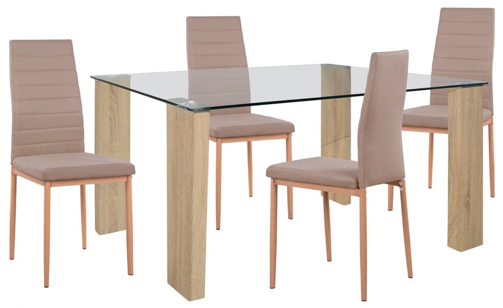 ΣΕΤ ΤΡΑΠΕΖΑΡΙΑ 5ΤΜΧ ΜΕ ΤΡΑΠΕΖΙ MORGAN 140Χ80X75 & ΠΟΛΥΘΡΟΝΕΣ LEAH ΚΥΠΑΡΡΙΣΙ HM11411