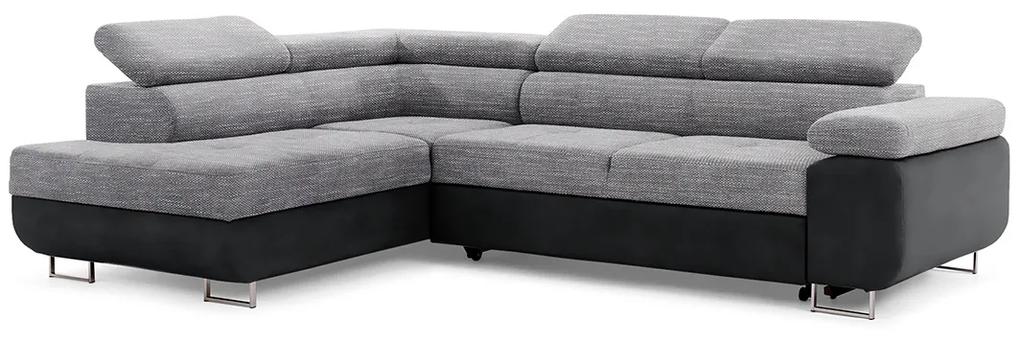 Γωνιακός καναπές Κρεβάτι Annabelle L, με αποθηκευτικό χώρο, γκρί με μαύρο 270x98x200cm-Αριστερή γωνία-BOG2411
