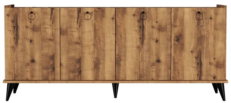 Μπουφές Lireta pakoworld μελαμίνης καρυδί-μαύρο 182x41x82.5εκ (1 τεμάχια)