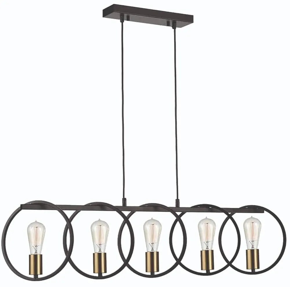 Φωτιστικό Οροφής Hoop 77-8176 5xE27 60W Brass-Black Homelighting Μέταλλο