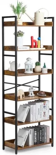 VEVOR Metal Bookshelf Rustic Bookshelf 6-Tier for Living room Bedroom &amp; Office
