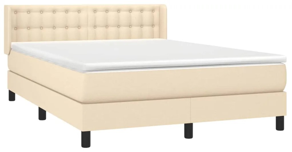 vidaXL Κρεβάτι Boxspring με Στρώμα Κρεμ 140x190 εκ. Υφασμάτινο