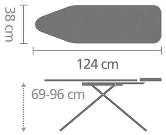 Σιδερώστρα Brabantia B 90300120, 124x38 cm, 7 θέσεις ρύθμισης, υποδοχή γεννήτριας ατμού, PerfectFlow, Λευκό/Μπλε