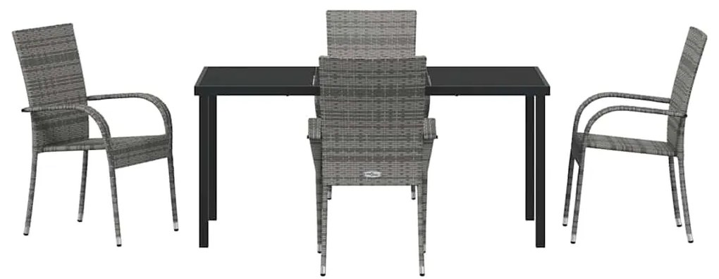 vidaXL Σέτ φαγητού για κήπο 5 pcs Γκρι Χάλυβας με επίστρωση πούδρας