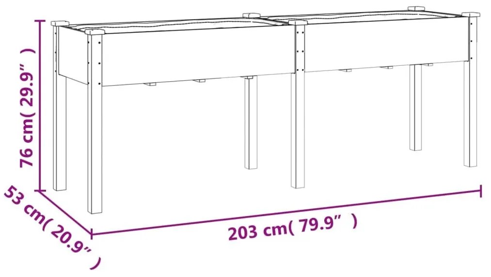 Γλάστρα με Επένδυση 203 x 53 x 76 εκ. από Μασίφ Ξύλο Ελάτης - Καφέ