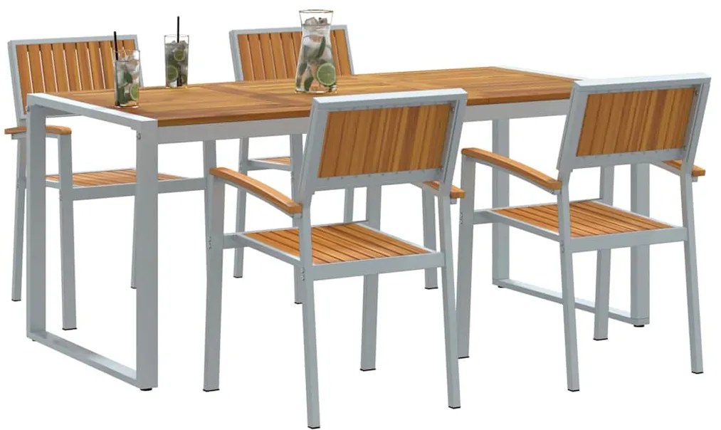 vidaXL Σέτ φαγητού για κήπο 5 pcs Γκρι και καφέ 180 x 90 x 75 cm