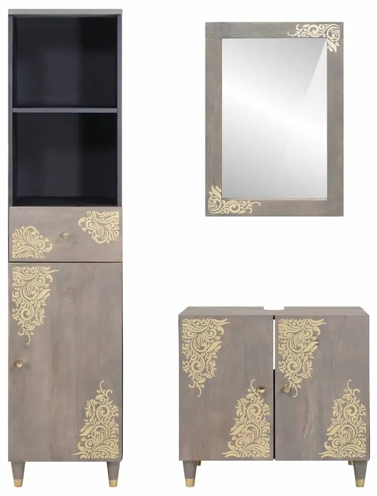 vidaXL Σετ Επίπλων Μπάνιου με συρτάρι 3 pcs Γκρι 62 x 33 x 58 εκ.