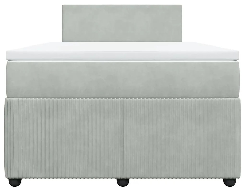 vidaXL Κρεβάτι Boxspring με Στρώμα Ανοιχτό Γκρι 120x200 εκ. Βελούδινο