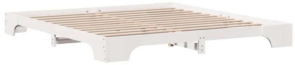 vidaXL Σκελετός Κρεβατιού Λευκό 207 x 207 x 17 εκ. Μασίφ ξύλο πεύκου