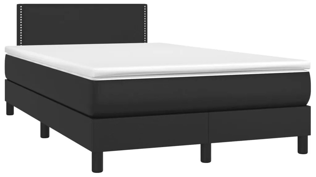 vidaXL Κρεβάτι Boxspring με Στρώμα Μαύρο 120 x 200 εκ. Συνθετικό Δέρμα