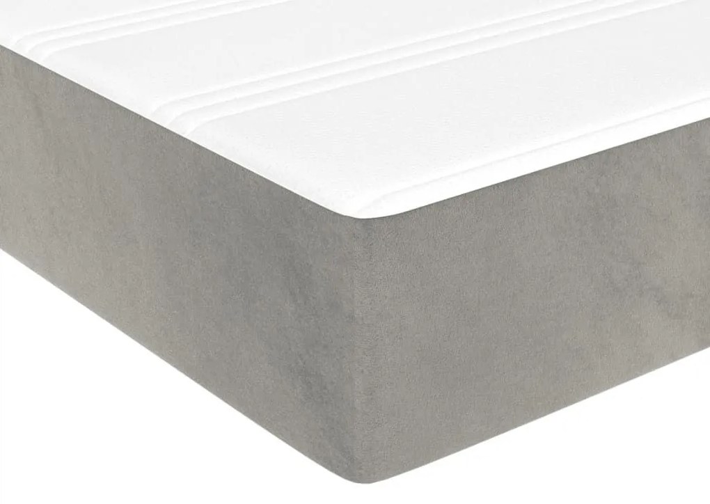 Κρεβάτι Boxspring με Στρώμα Ανοιχτό Γκρι 90x190 εκ. Βελούδινο - Γκρι