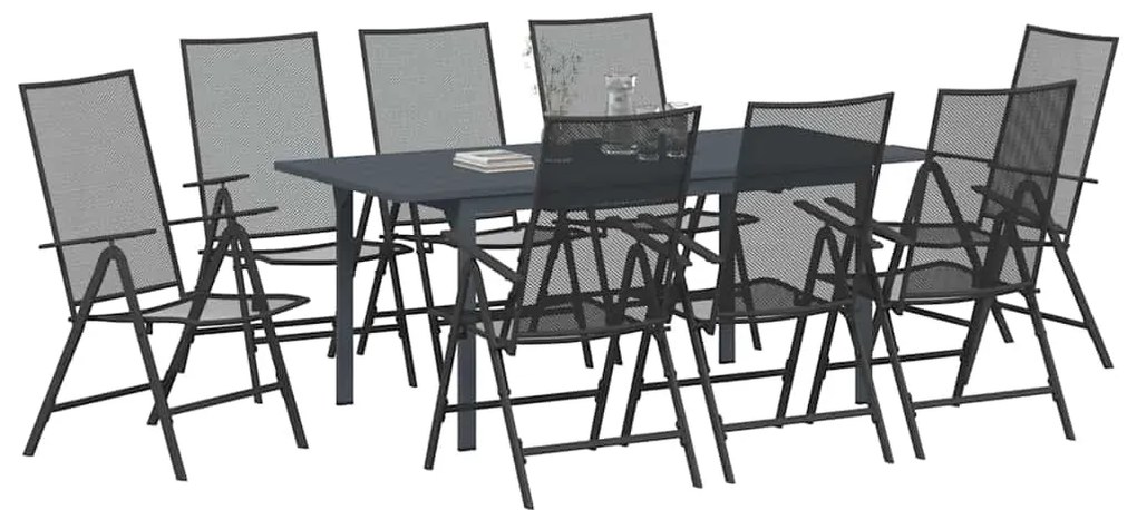 vidaXL Σέτ φαγητού για κήπο 9 pcs Ανθρακί Ατσάλι