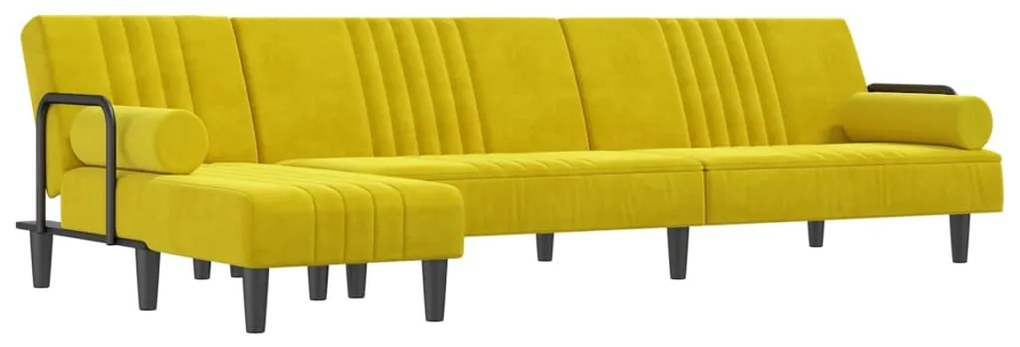 Καναπές Κρεβάτι Γωνιακός Κίτρινος 260 x 140 x 70 εκ. Βελούδινος 3157246