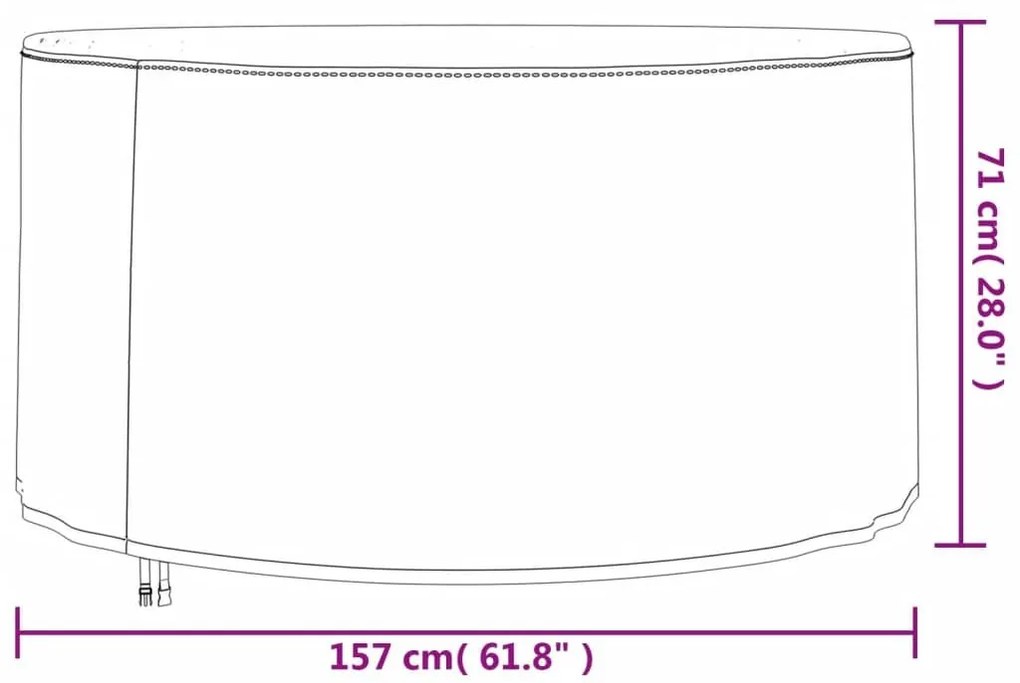 Καλύμματα Επίπλων Κήπου 2 τεμ. 157 x 71 εκ. 420D Ύφασμα Oxford - Μαύρο