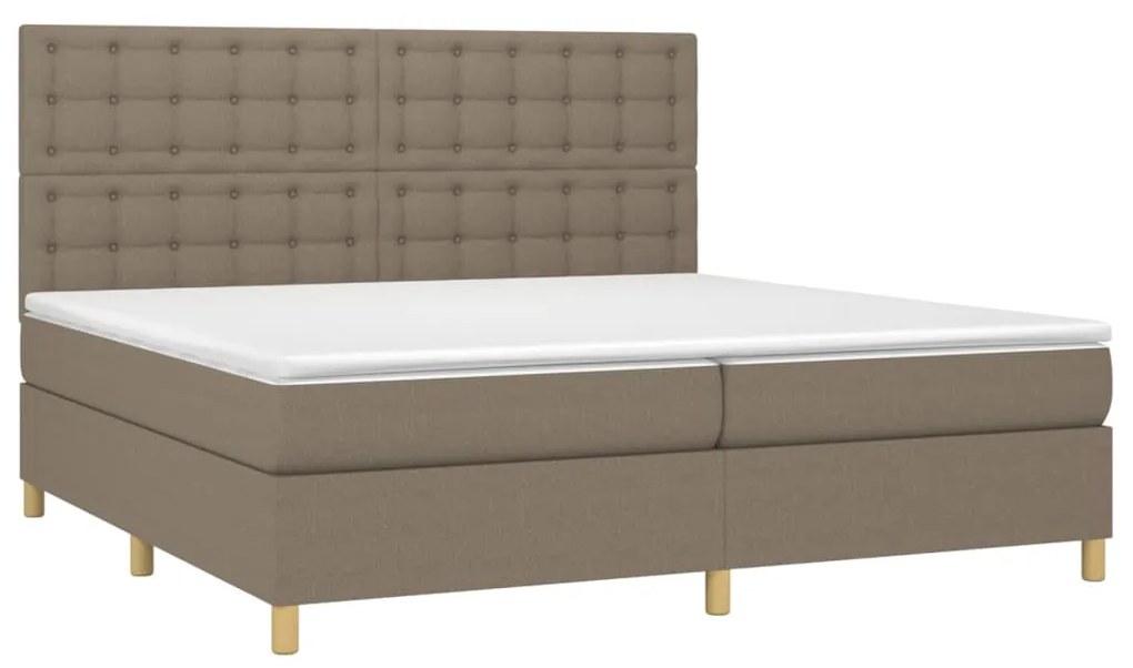 Κρεβάτι Boxspring με Στρώμα &amp; LED Taupe 200x200 εκ. Υφασμάτινο - Μπεζ-Γκρι