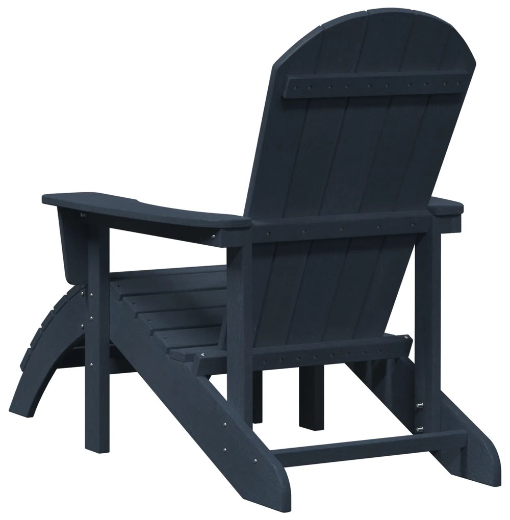 vidaXL Καρέκλα Adirondack με υποπόδιο ναυτικό μπλε HDPE