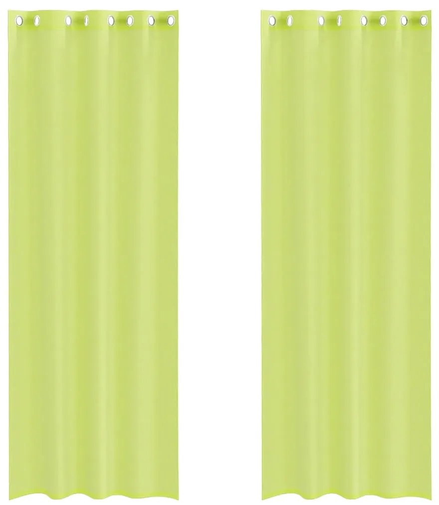 vidaXL Κουρτίνες Voile με ροδέλες 2 τεμάχια Πράσινο Μήλο 140x300 εκ.