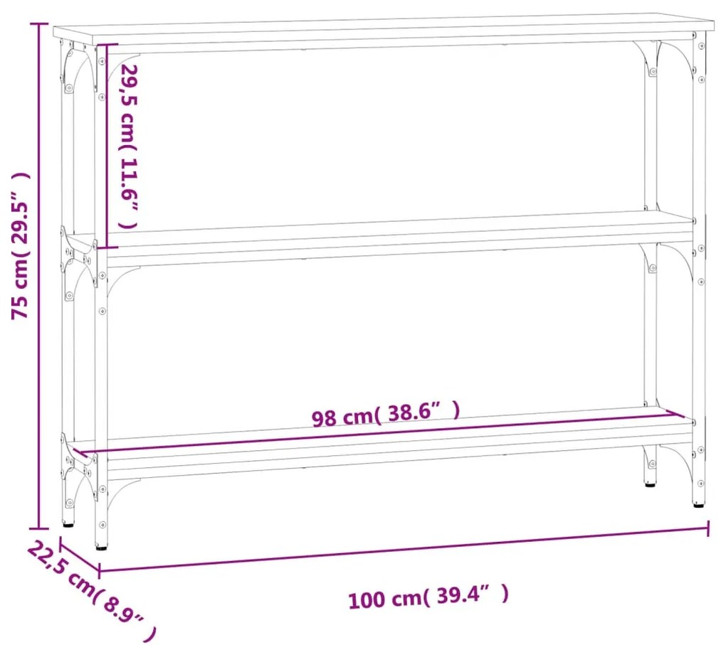 Τραπέζι Κονσόλα Καπνιστή Δρυς 100x22,5x75 εκ. Επεξεργ. Ξύλο - Καφέ