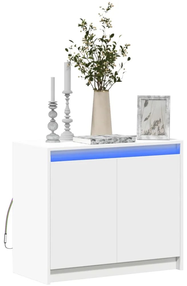 vidaXL Μπουφές με Φώτα LED Λευκός 72x34x61 εκ. από Επεξεργασμένο Ξύλο