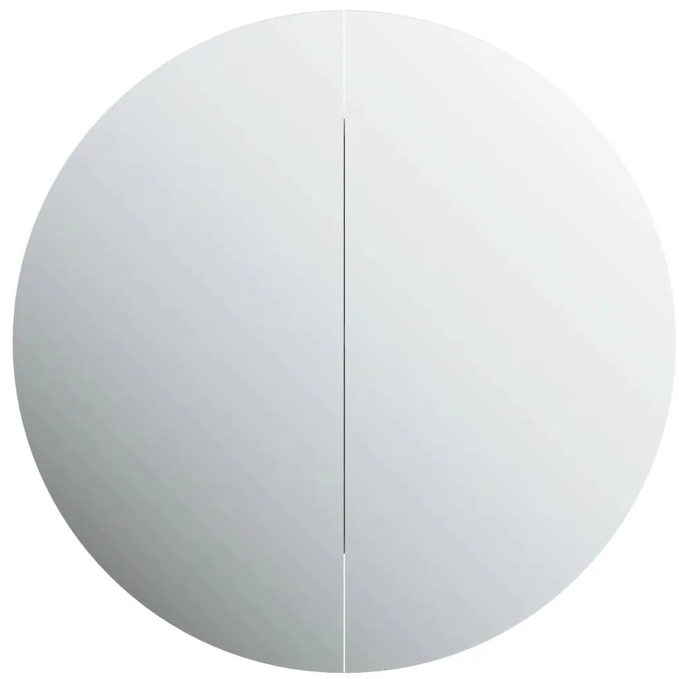 vidaXL Ντουλάπι Μπάνιου με Στρογγυλό Καθρέφτη&amp;LED Μαύρο 47x47x17,5 εκ.