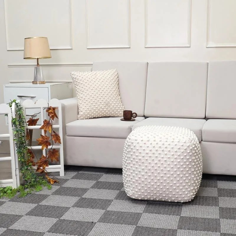 Πούφ Σκαμπό FL481 Fylliana Τετράγωνο Ivory 45x45x45εκ. 45x45x45 εκ.
