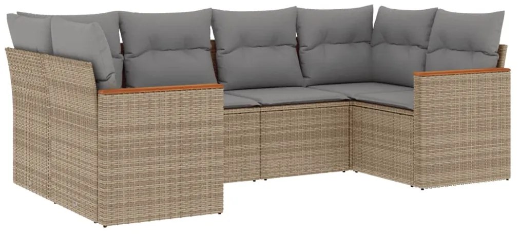 vidaXL Σετ Καναπέ Κήπου 6 τεμ. Μπεζ Συνθετικό Ρατάν με Μαξιλάρια