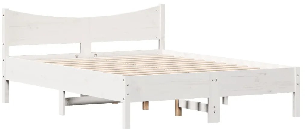 vidaXL Σκελετός Κρεβ. Χωρίς Στρώμα Λευκό 135x190 εκ Μασίφ Πεύκο