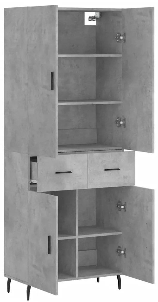 vidaXL Ντουλάπι Γκρι Σκυροδέματος 69,5x34x180 εκ. Επεξεργασμένο Ξύλο