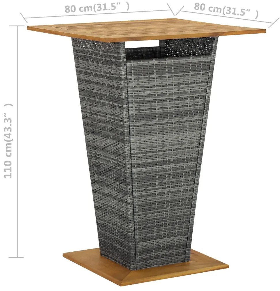 vidaXL Σετ Επίπλων Μπαρ Κήπου 3 Τεμαχίων Γκρι