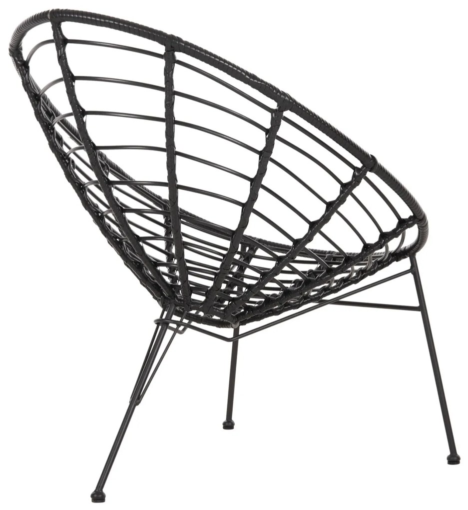 Καρέκλα - Πολυθρόνα ALLEGRA C5458.12 Μεταλλική με Wicker Μαύρο Τύπου Φωλιά 73x78x88Υ εκ. 73x78x88 εκ.