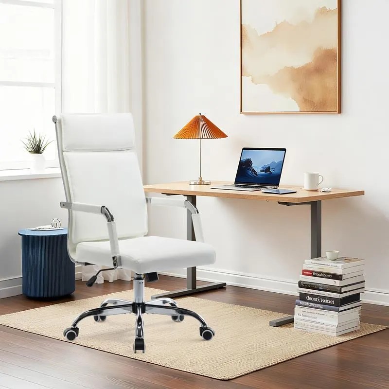 Καρέκλα γραφείου διευθυντη Mavel PU λευκό 55x62x100-110εκ 55x62x110 εκ.