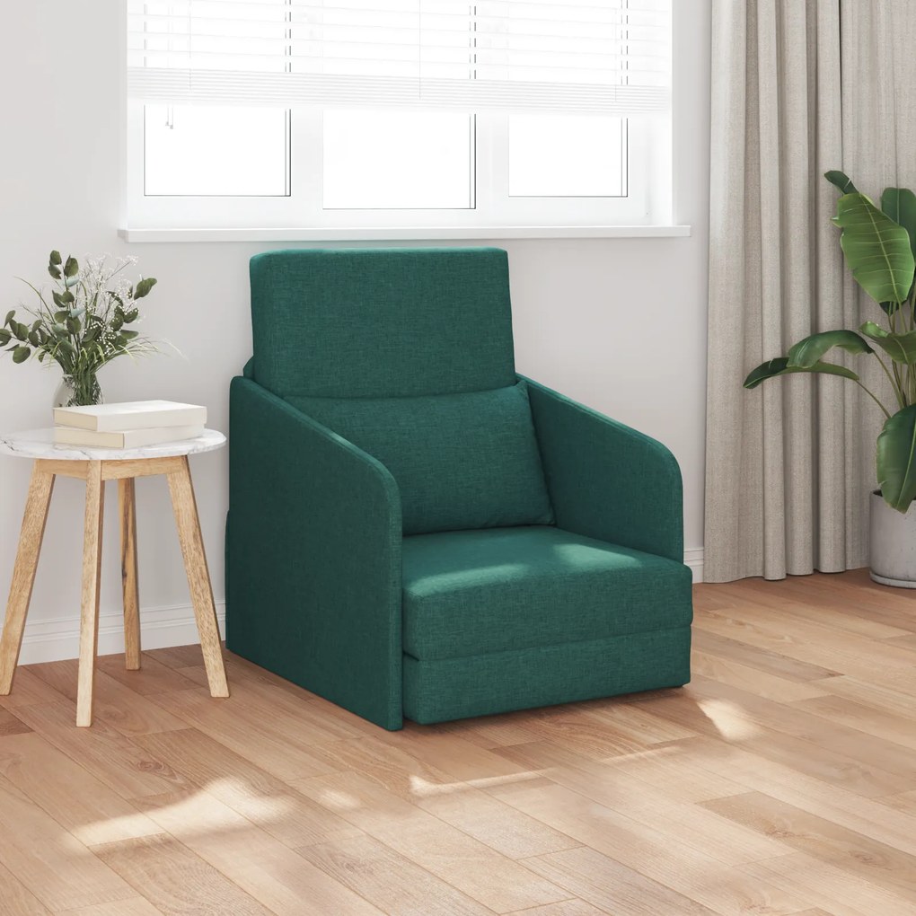vidaXL Καρέκλα Κρεβάτι 2-σε-1 Σκούρο Πράσινο 65 x 80 x 83 εκ. Ύφασμα.