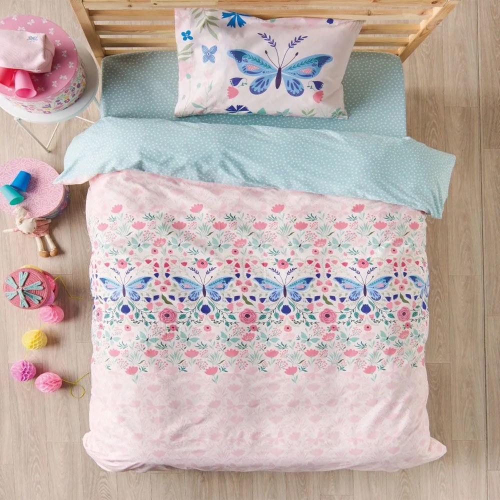 Σεντόνια Παιδικά Pieta (Σετ 3τμχ) Pink-Multi Kentia Ημίδιπλο 190x270cm 100% Cotton