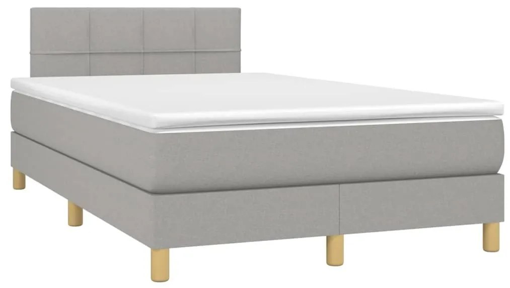 Κρεβάτι Boxspring με Στρώμα Ανοιχτό Γκρι 120x190 εκ. Υφασμάτινο - Γκρι