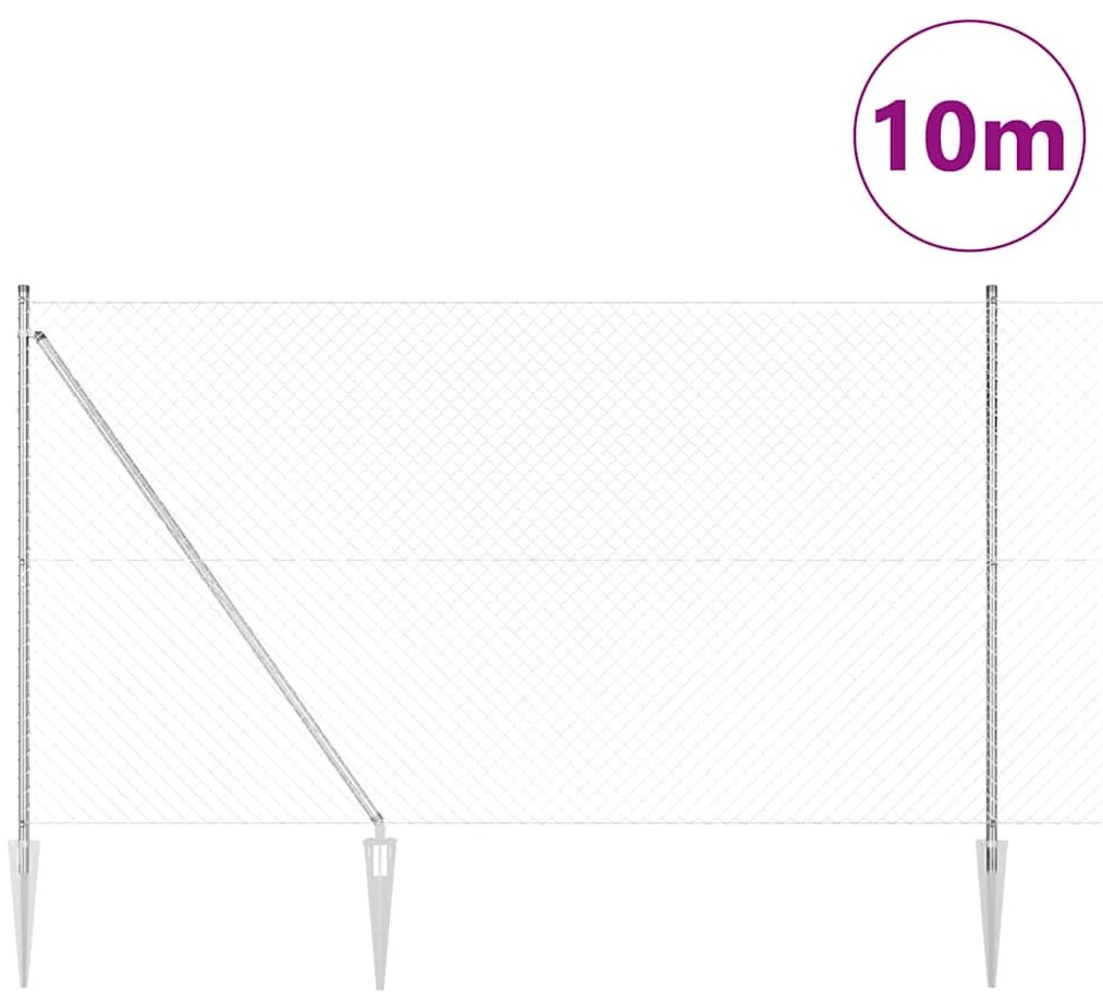vidaXL Στύλος Περιφράξεων Ασημί 10 x 1,6 μ (40 x 40 mm πλέγμα) Ατσάλι