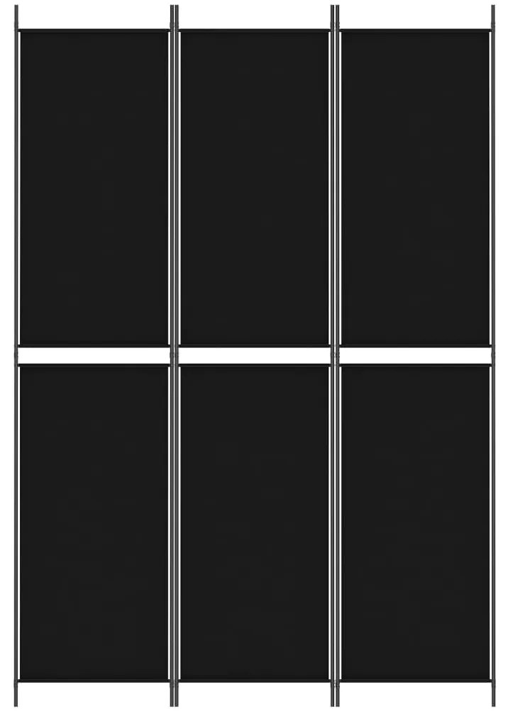 Διαχωριστικό Δωματίου με 3 Πάνελ Μαύρο 150x220 εκ. από Ύφασμα - Μαύρο