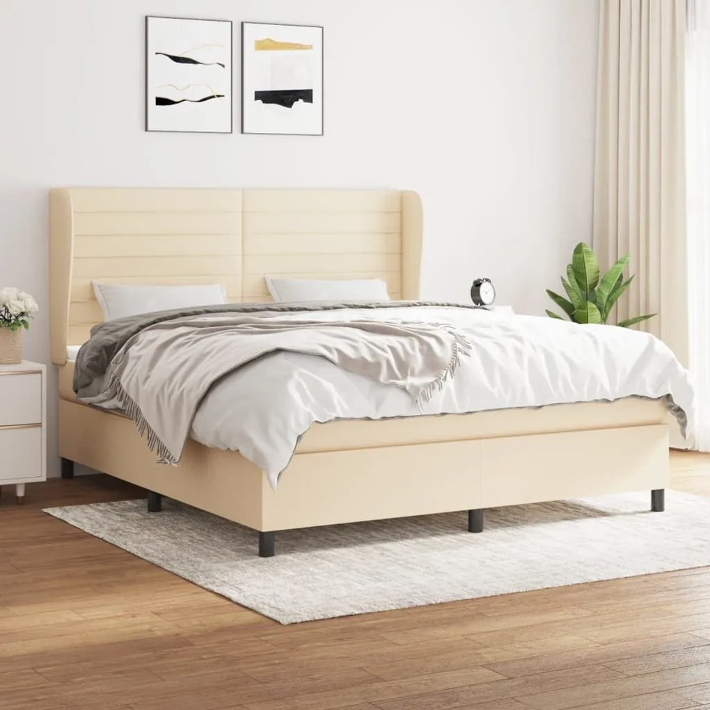 ΚΡΕΒΑΤΙ BOXSPRING ΜΕ ΣΤΡΩΜΑ ΚΡΕΜ 180X200 ΕΚ. ΥΦΑΣΜΑΤΙΝΟ 3128066