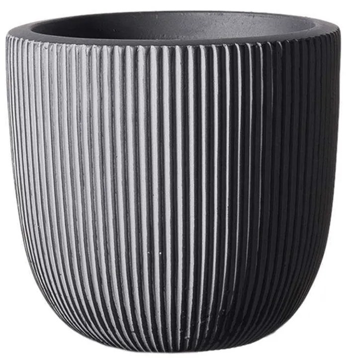 Κασπώ Πήλινο Στρογγυλό Stripe L C-4940-8 37x37x33cm Grey Supergreens Clay
