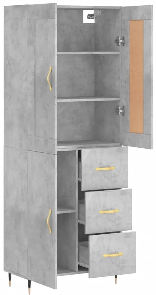 vidaXL Ντουλάπι Γκρι Σκυροδέματος 69,5x34x180 εκ. Επεξεργασμένο Ξύλο