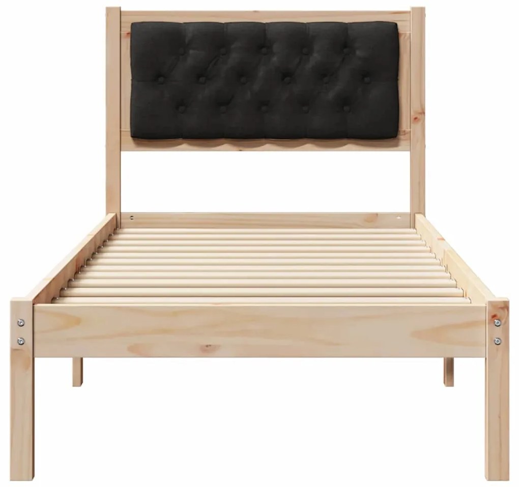 vidaXL Σκελετός Κρεβατιού Μαύρο 90 x 190 cm Στερεά ξυλεία πεύκου