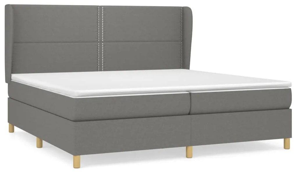 vidaXL Κρεβάτι Boxspring με Στρώμα Σκούρο Γκρι 200x200 εκ. Υφασμάτινο