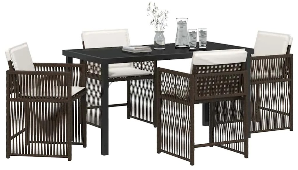 vidaXL Σέτ φαγητού για κήπο 5 pcs Καφέ συνθετικό ρατάν