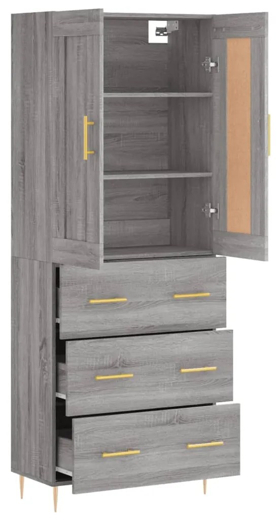 vidaXL Ντουλάπι Γκρι Sonoma 69,5 x 34 x 180 εκ. Επεξεργασμένο Ξύλο