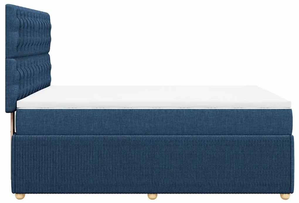 vidaXL Κρεβάτι Boxspring με Στρώμα Μπλε 140x200 εκ. Υφασμάτινο