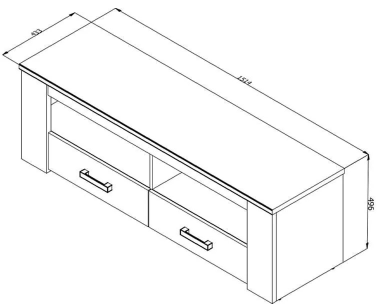 Έπιπλο TV Kent 150 Γκρί Δρύς - Λευκός Δρύς 151x43x49 εκ. 151x43x49 εκ.