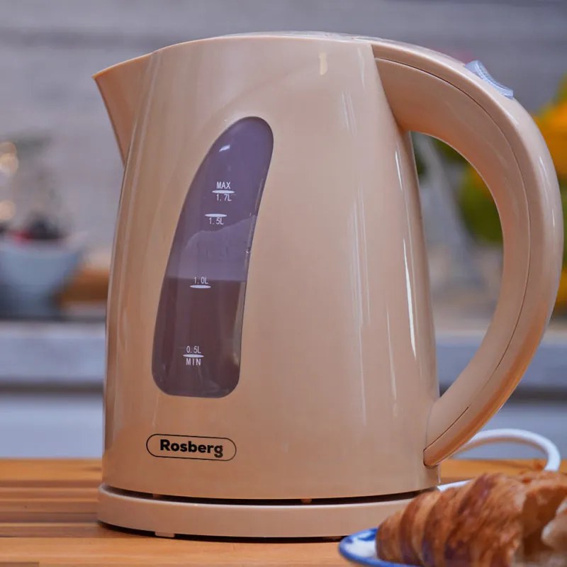 Ηλεκτρικός βραστήρας Oliver Voltz OV51230B, 2200W, 1,7 l, Φωτεινή ένδειξη, Ασύρματο, Κρέμα
